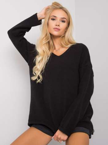 Black V-neck sweater Georgia OCH BELLA