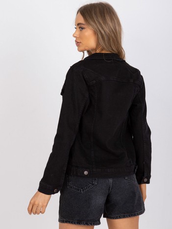 Black denim jacket with button closure RUE PARIS 