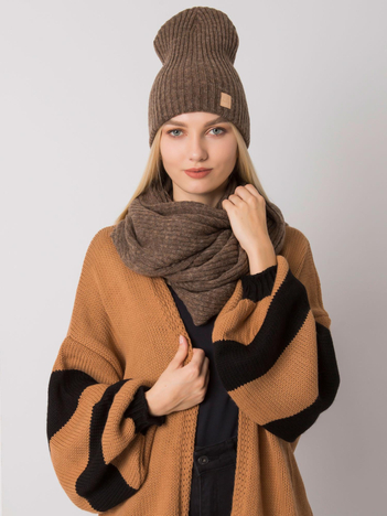 Brown winter set hat and scarf RUE PARIS