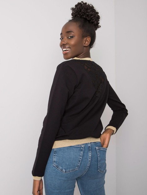 Black Cotton Sweatshirt with Trinny Lace