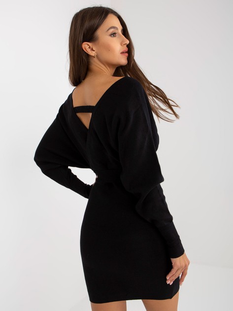 Black Fitted Dress with Binding