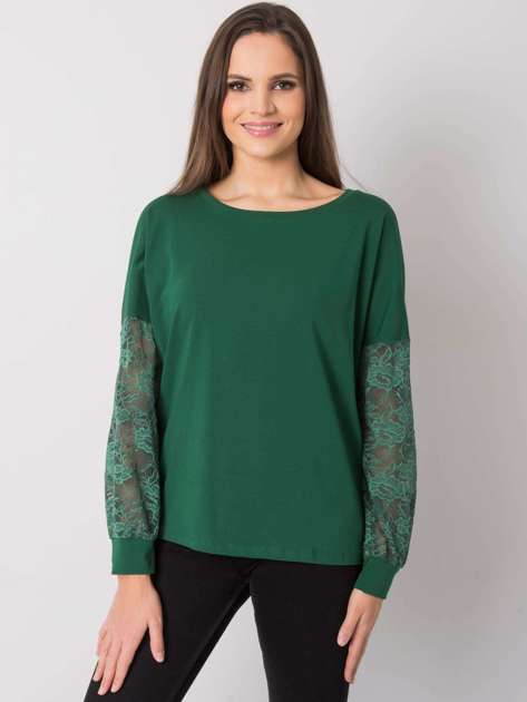Dark green blouse with lace Shantelle RUE PARIS