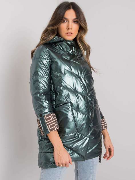 Dark green winter jacket with hood Gerardine