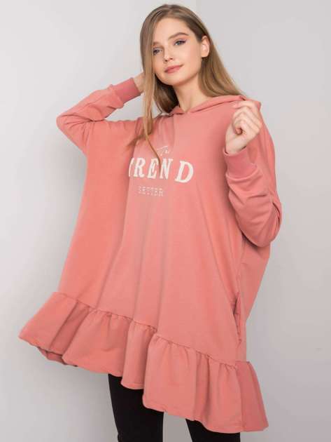 Dirty pink oversize tunic with hood Vanessa