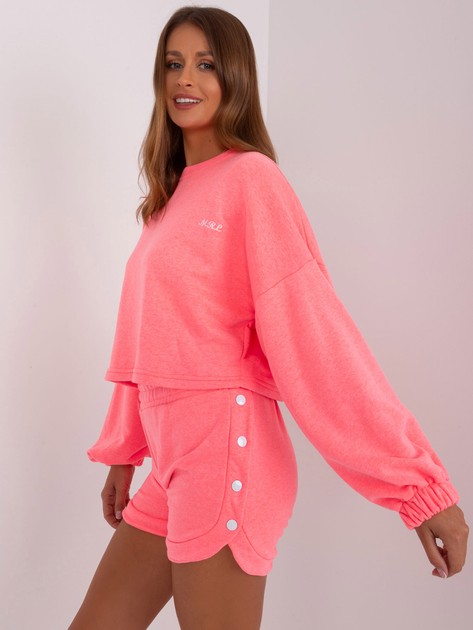 Fluo pink tracksuit with sweatshirt and shorts