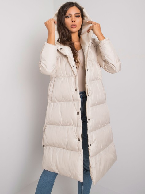 Light beige quilted jacket with hood Starlet