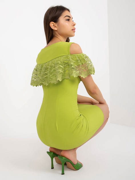 Lime Pencil Ruffle Cocktail Dress