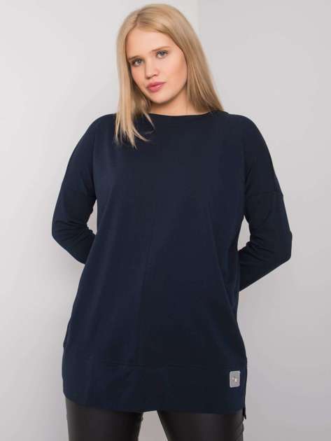 Navy blue smooth plus size blouse Kalise 