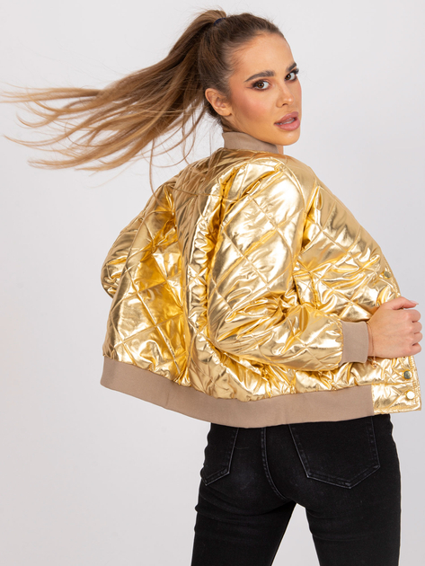 Sherise Gold Quilted Bomber Jacket