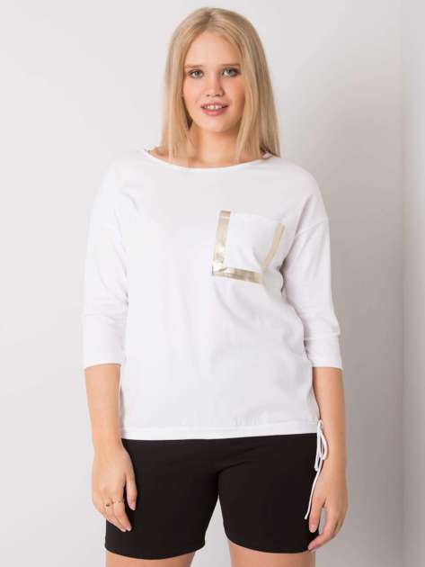 White plus size blouse with Haylie pocket